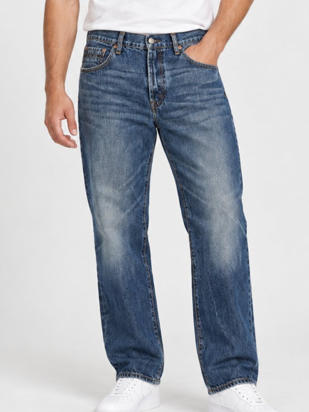 U.S. Polo Assn. Men's Medium Wash Distressed Straight Leg Jeans Classic Denim 38